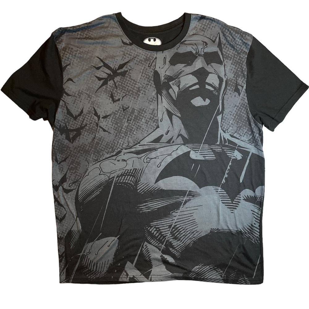 BATMAN Black & Gray T-Shirt 2XL AOP All Over Print DC Comics